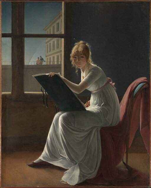 «زن جوانی که نقاشی می‌کشد» اثر «ماری دنیس ویلر» ۱۸۰۱