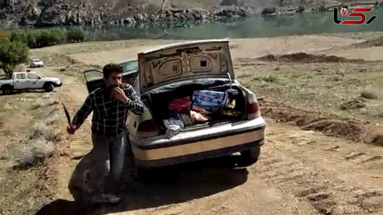 فیلم لحظه آتش زدن ماشین پیمانکار در بروجن