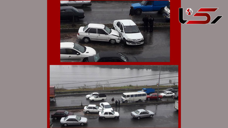 برخورد 3 خودرو در رشت / تاخیر پلیس برای حضور در محل