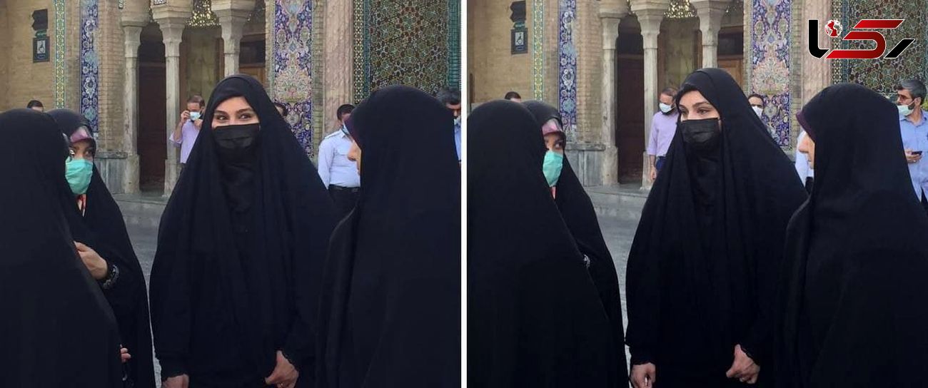 حضور «نرجس سلیمانی» دختر سردار سلیمانی و کاندیدای شورای شهر تهران در حرم شاه عبدالعظیم شهر ری + عکس