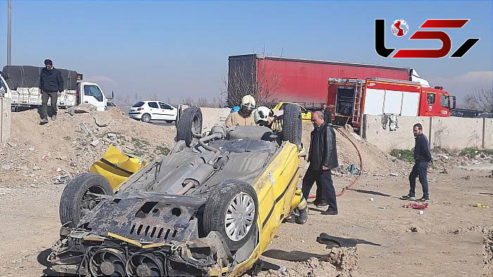 تاکسی زرد چپ کرد و یک تن را کشت / وضعیت 3 مسافر دیگر وخیم است + تصاویر دلخراش
